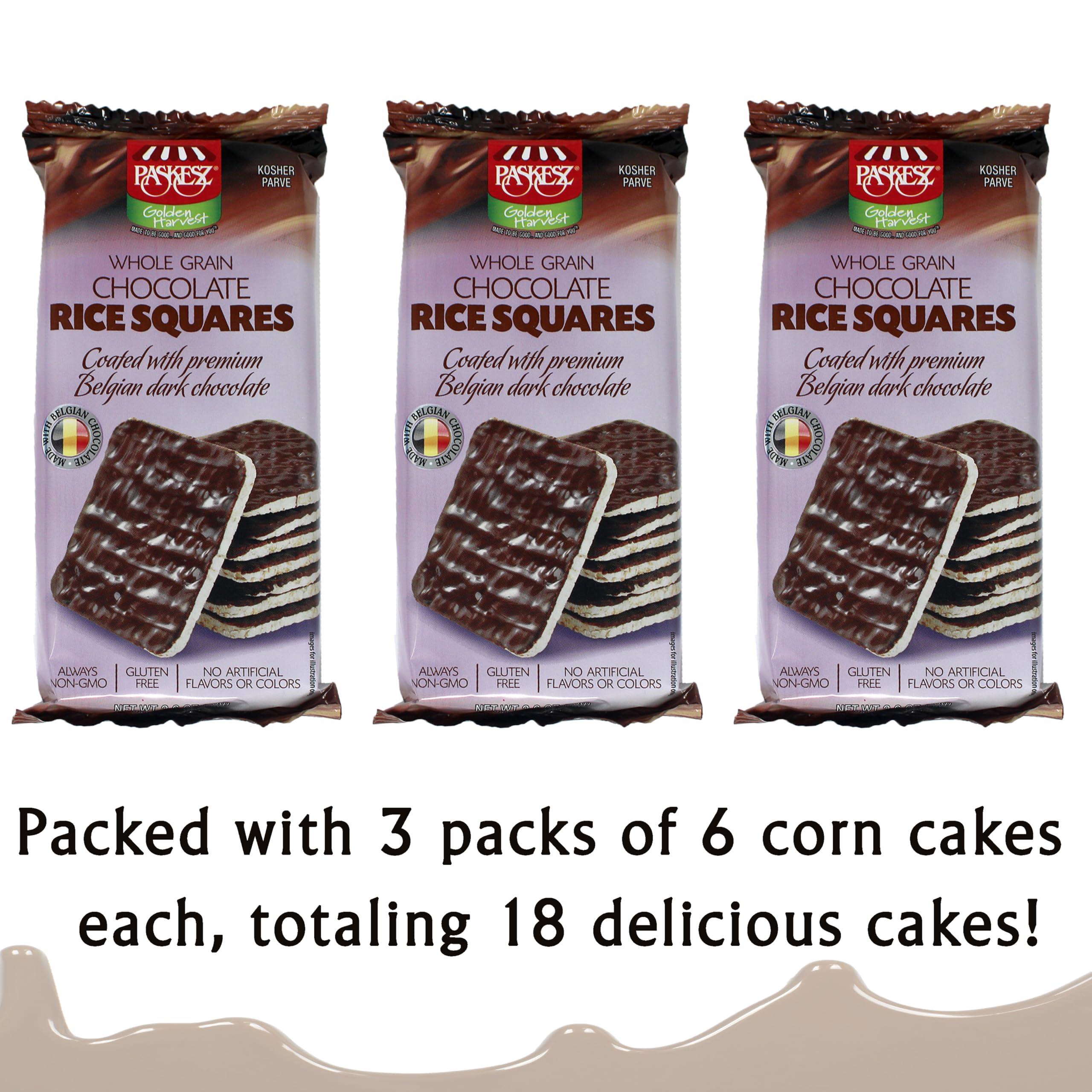 SNACKTERY Dark Chocolate Rice Cakes - Chocolate Coated Rice Cake Snacks - Whole Grain Dairy Free Gluten Free Rice Cakes - Healthy Low Calorie Snacks - Kosher - 3 Pack - 6 Cakes Per Pack - 18 Total
