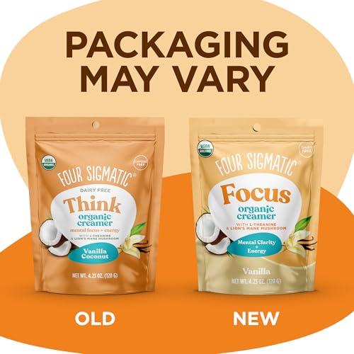 Four Sigmatic Four Sigmatic Think Vanilla Coconut Coffee Creamer | Organic Non Dairy Coffee Creamer with Lions Mane and L-theanine | Vanilla, 4.23 oz