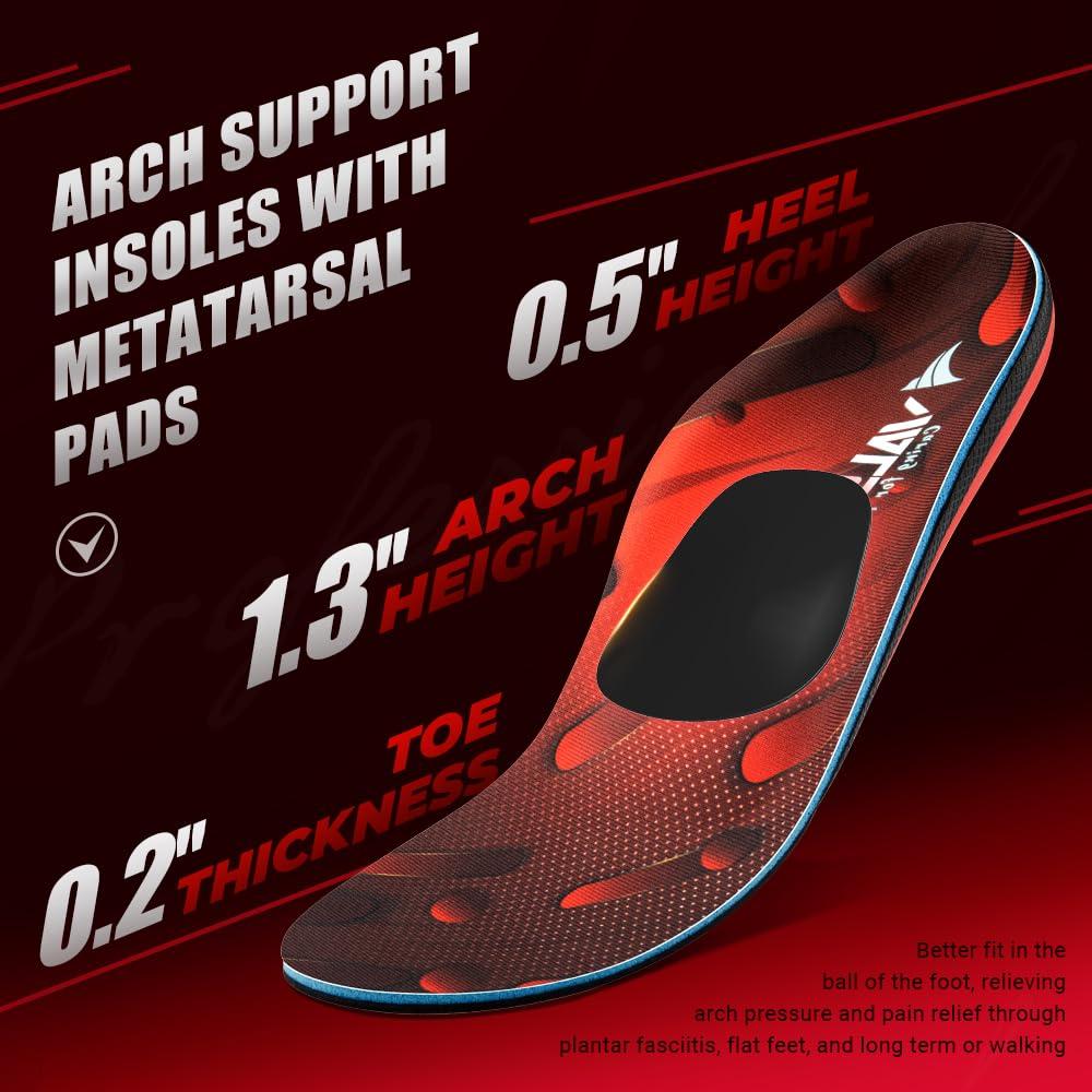 VALSOLE VALSOLE 220+ lbs Plantar Fasciitis High Arch Support Insole for Men Women,Heavy Duty Support Pain Relief Orthotics Insert,Relieve Flat Feet,High Arch,Foot Pain,Standing All Day Boot Work Shoe Insole
