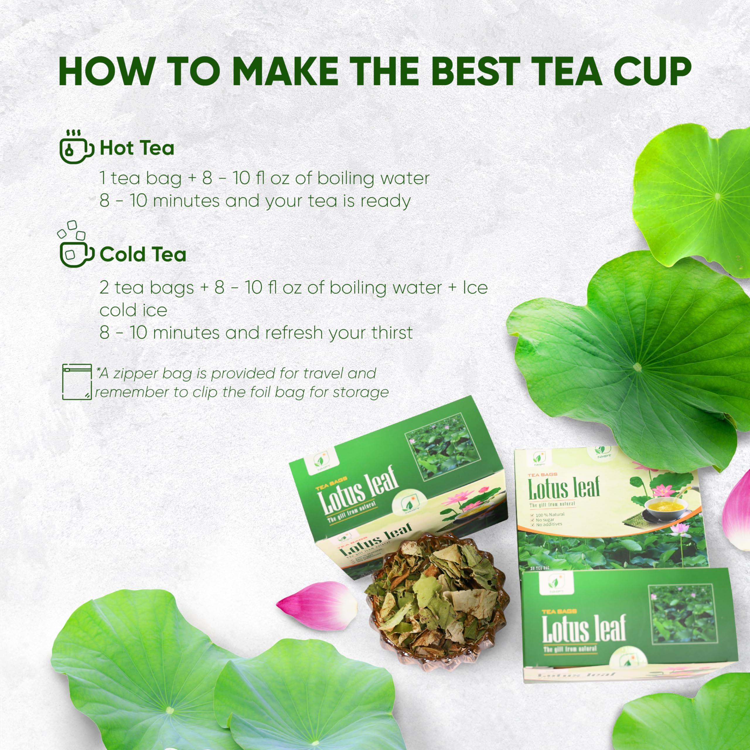 NMPT NMPT Dried Lotus Leaf Tea, 100% Hand Pick, Organic Herbal Tea, 50 Tea Bags, Gluten Free, Dairy Free, Sugar Free & 100% Natural, Energy Boost & Health Support