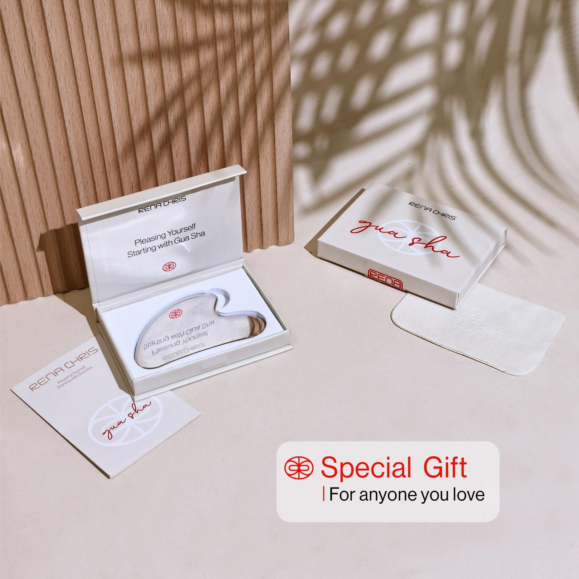 Rena Chris Rena Chris Gua Sha Facial Tools, Stainless Steel Guasha Tool for Acupuncture, Manual Massage Sticks for Jawline Sculpting and Puffiness Reducing, Gua Sha Facial Massage Tool, Skin-Care Gift