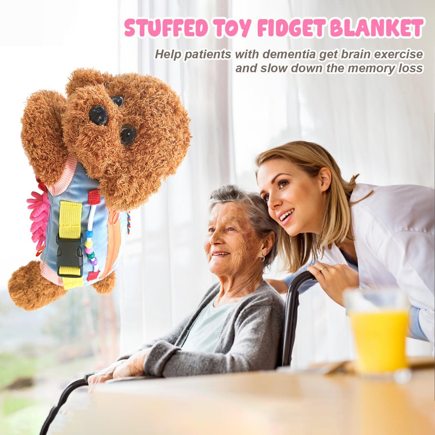 CHIAOCHUTTY CHIAOCHUTTY Fidget Blanket for Elderly with Dementia Fidget Dog Blanket Activities and Gift for Senior with Alzheimers or Dementia