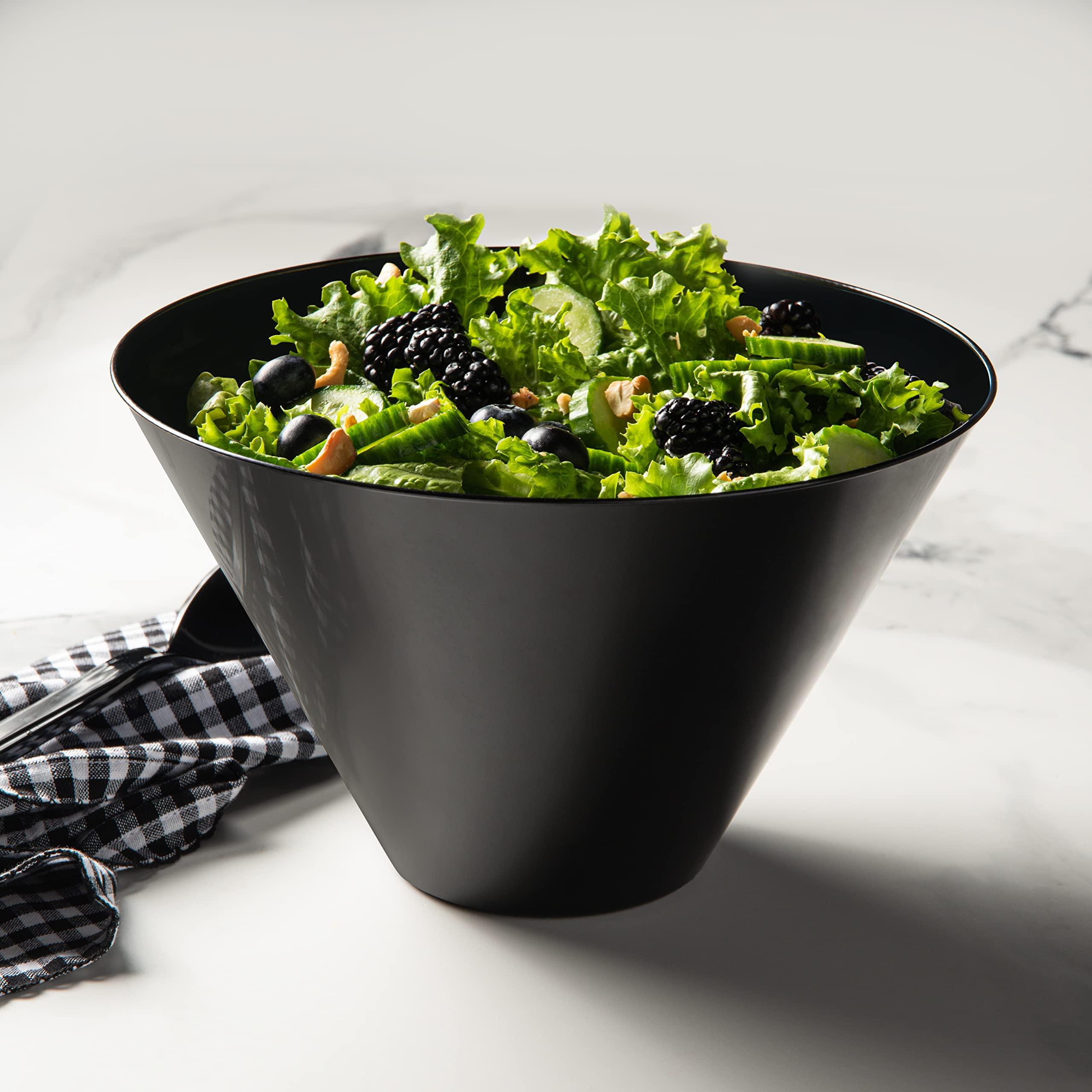 Posh Setting Posh Setting Black Serving Bowl, Round Disposable Large black plastic bowls for Snack Salad Bowls, Serving Bowls for Parties, Acrylic Party Supplies, Candy Bowl [5 Pack - 96 oz]