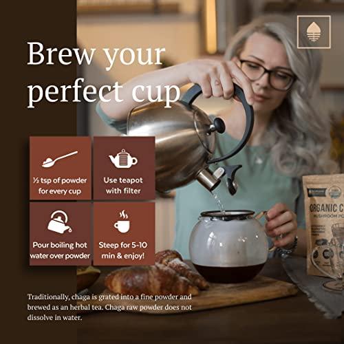 Numami Organic Chaga Mushrooms Powder - Fine Powder to Make Chaga Tea for Immune Defense and More Energy, Organic Chaga is Wild Grown and Sustainably Harvested in Europe, Certified USDA Organic, 100 servings