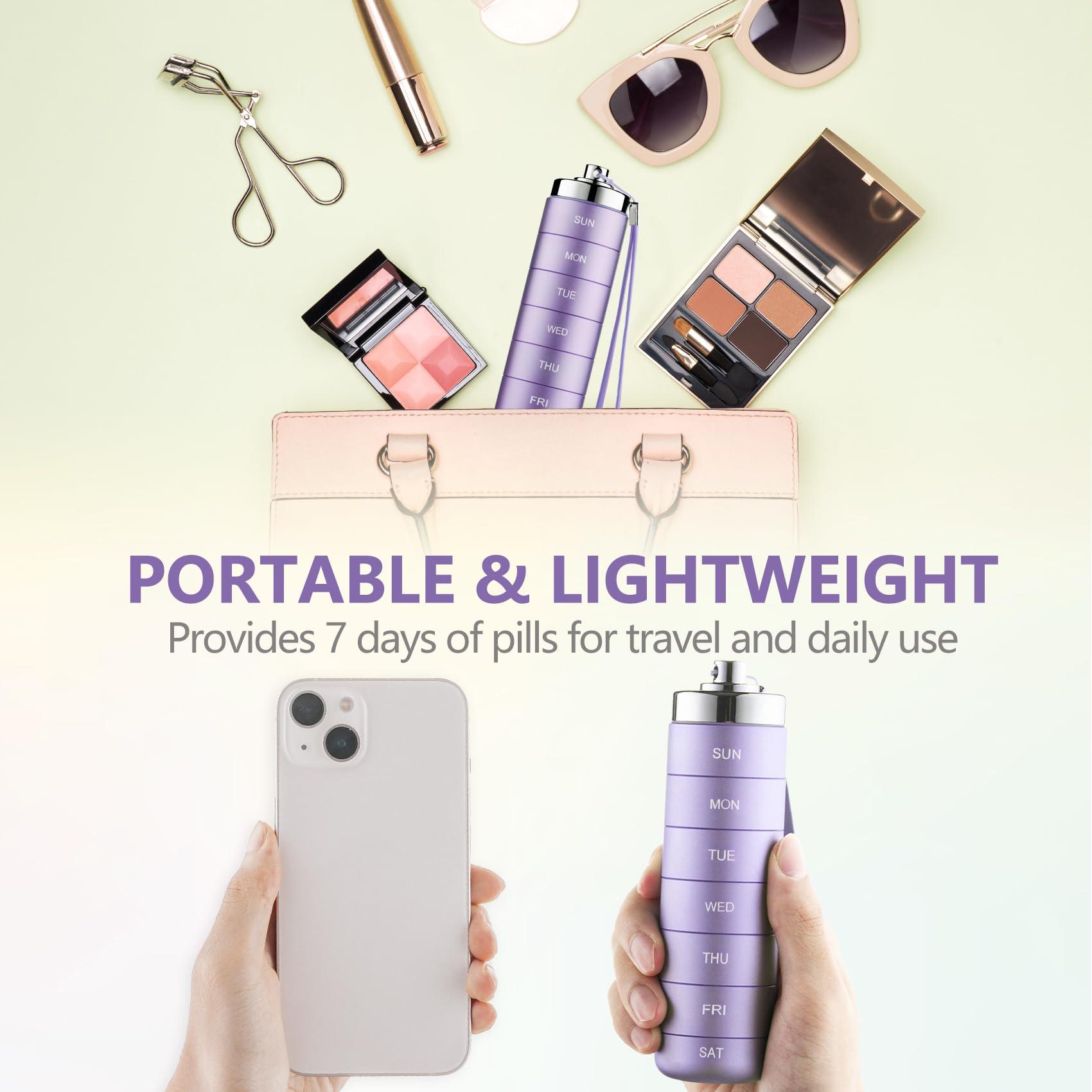 mossime Mossime Metal Travel Pill Organizer, Portable 7 Day Vitamin Organizer Stackable, Waterproof 1 Times A Day Pill Box, Large Pill Container, Daily Medicine Organizer for Vitamin, Fish Oil, Supplement