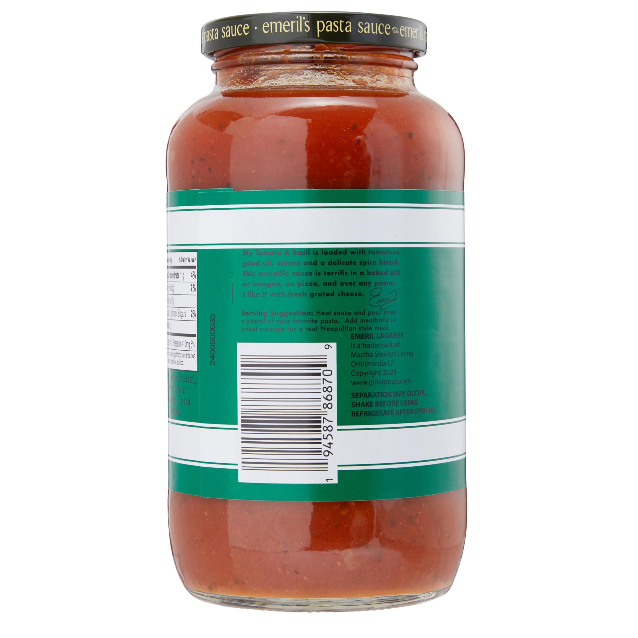 Emeril Lagasse Emeril Lagasse Pasta Sauce Jar 25 Oz Gourmet Pasta Sauces: Arrabbiata, Marinara, Roasted Garlic, Tomato Basil, & Vodka Pasta Sauce Best for Homemade Pasta and Spaghetti Sauce (TOMATO BASIL)