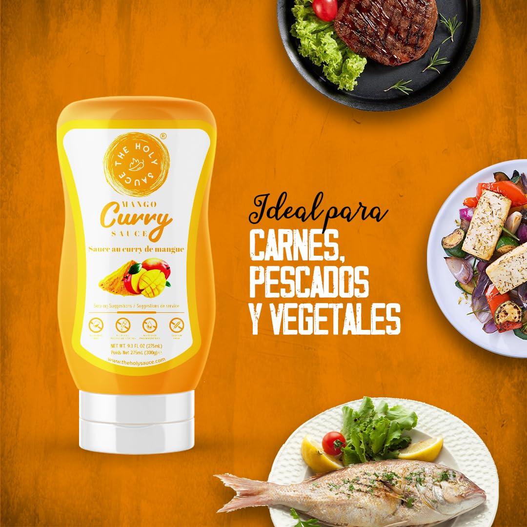 The Holy Sauce Sweet & Spicy Mango Curry Sauce - Authentic Indian Flavor! 275ml - Perfect for Chicken, Veggies, & Naan