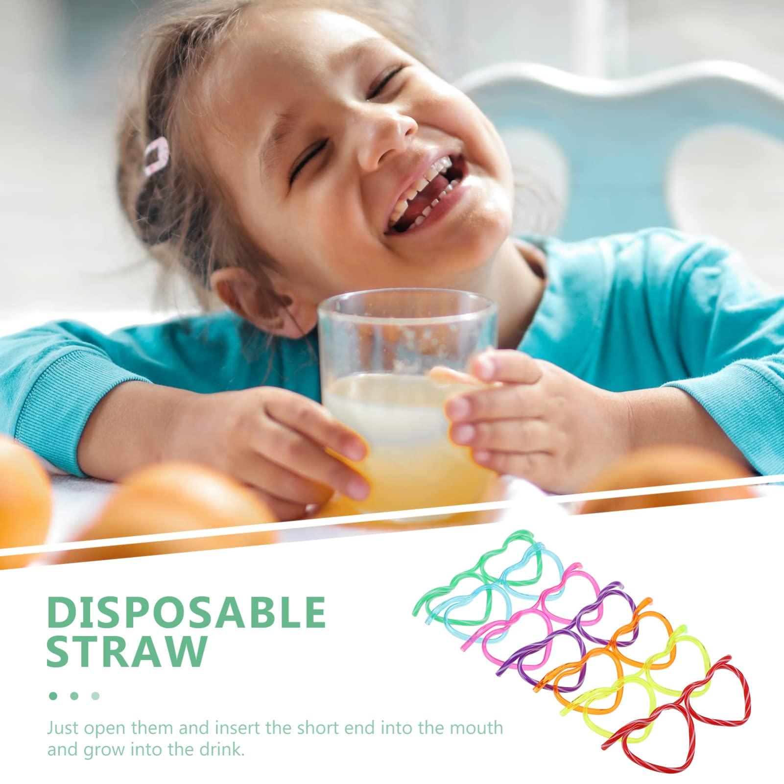 EXCEART Drinking Straws Glasses- Shaped 12Pcs DIY Heart Glasses Plastic Silly Straw Eyeglasses for 7 Colors
