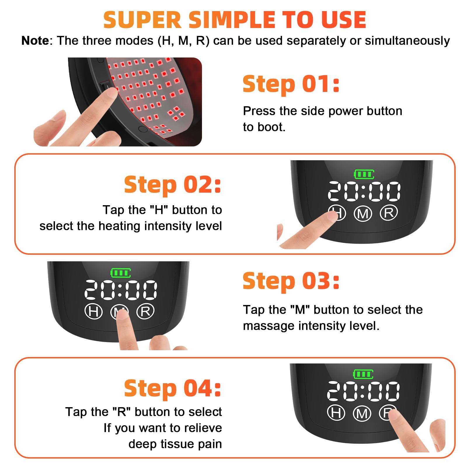 HaSoCare Knee Massager,Red Infrared Heat and Vibration Knee Pain Relief Device,Reduce Knee Joint Pain, Swelling, Stiffness and Other Joint Massager