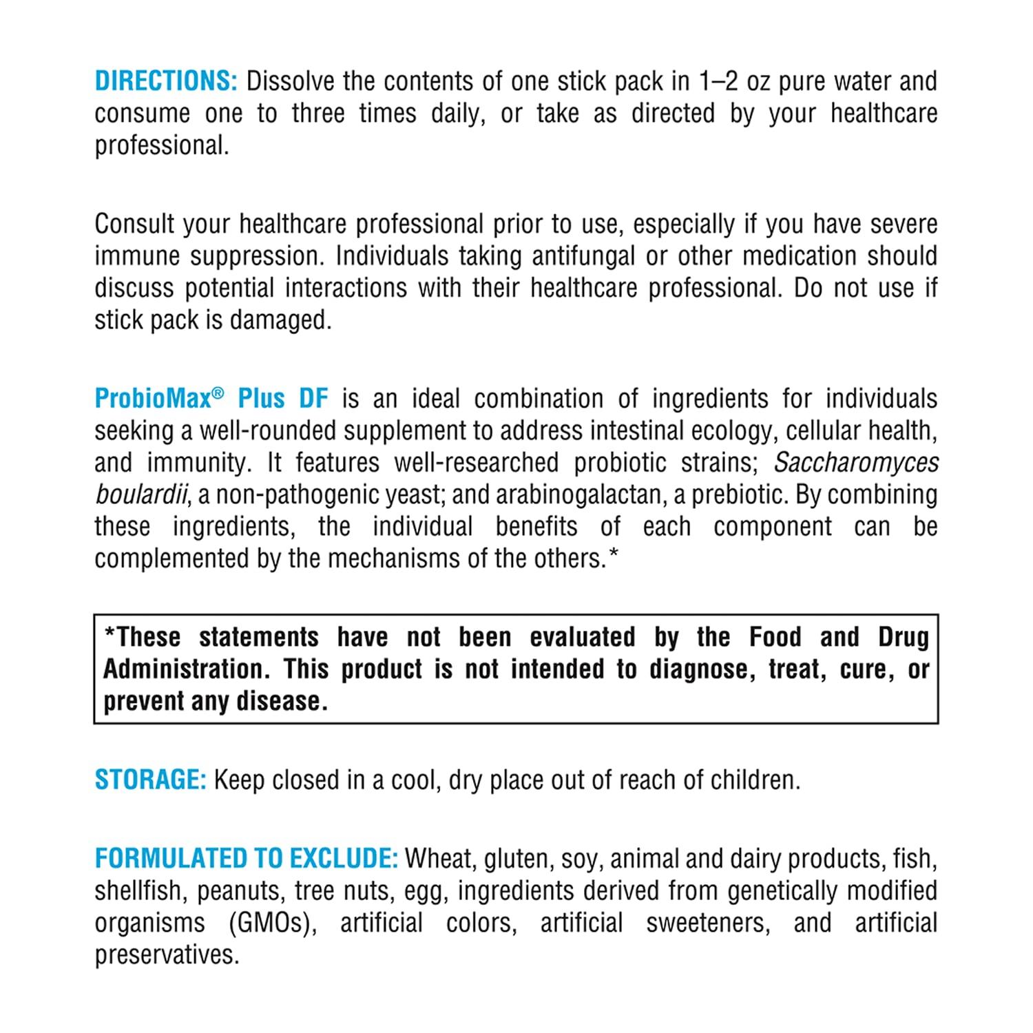 XYMOGEN XYMOGEN ProbioMax Plus DF - Probiotic Powder Supplement - Dairy Free Probiotics for Digestive Health + Saccharomyces boulardii - Lactobacillus acidophilus + Bifidobacterium longum (30 Stick Packs)