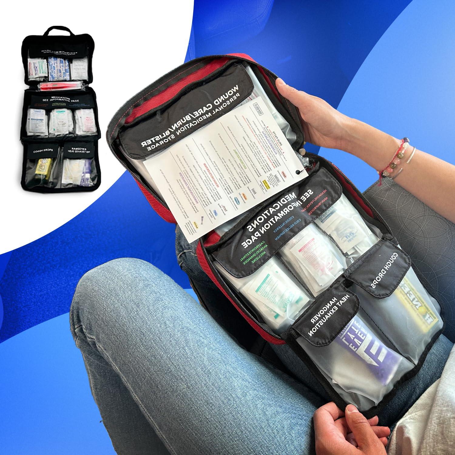 DormDoc DormDoc College First Aid Kit  Compact Emergency Medical Kit for Dorm Rooms, School, Sports  with Bandages, OTC Medicines for Relief, Gauze, Quick Care Set  Portable Health Kit - 175 PCS, Red