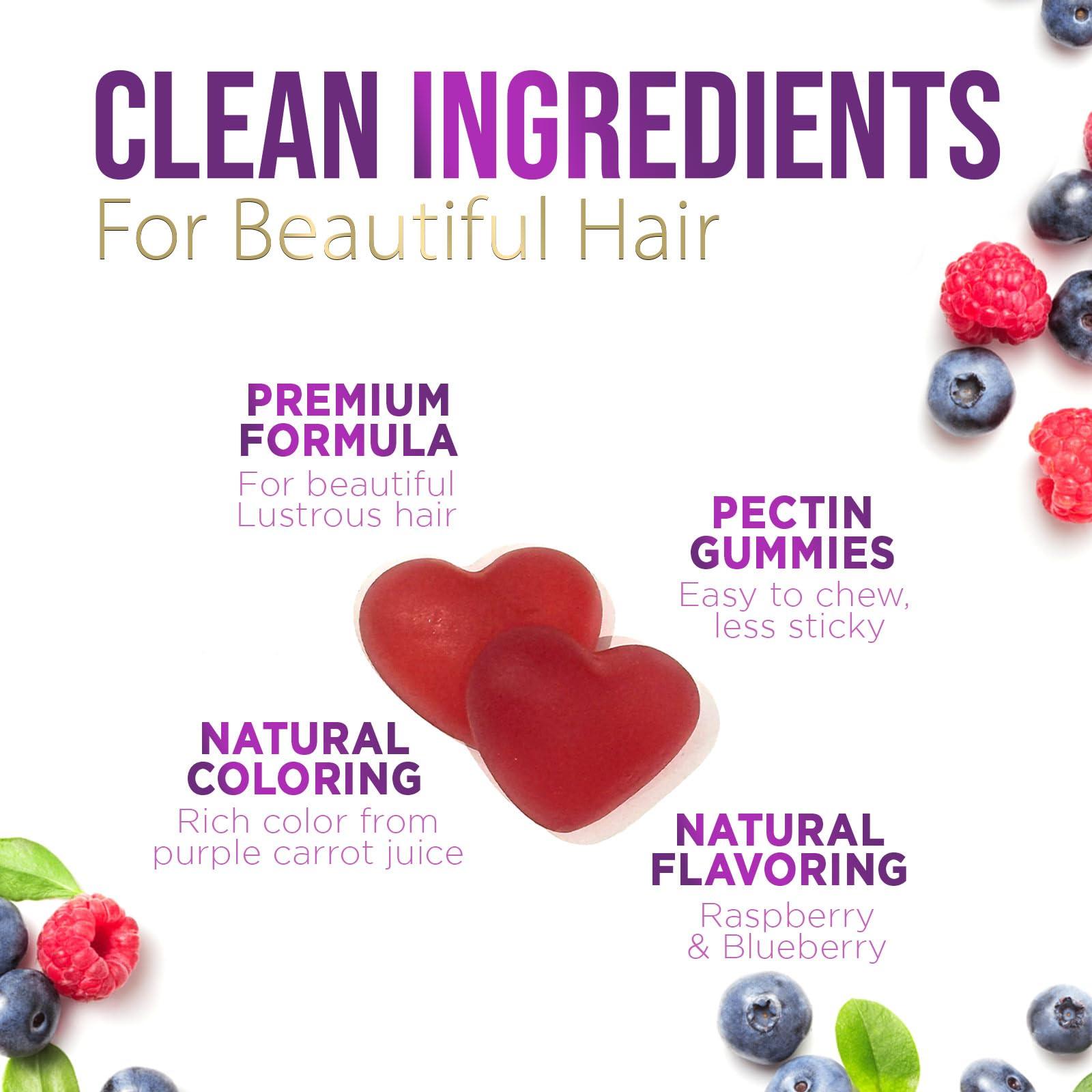 Nature's Nutrition Hair Growth Supplement Gummy for Stronger, Radiant Hair, Skin & Nails - Hair Vitamins with Biotin 5000 mcg and Vitamin E & C, Nature\'s Extra Strength Hair Vitamins for Women & Men - 60 Gummies