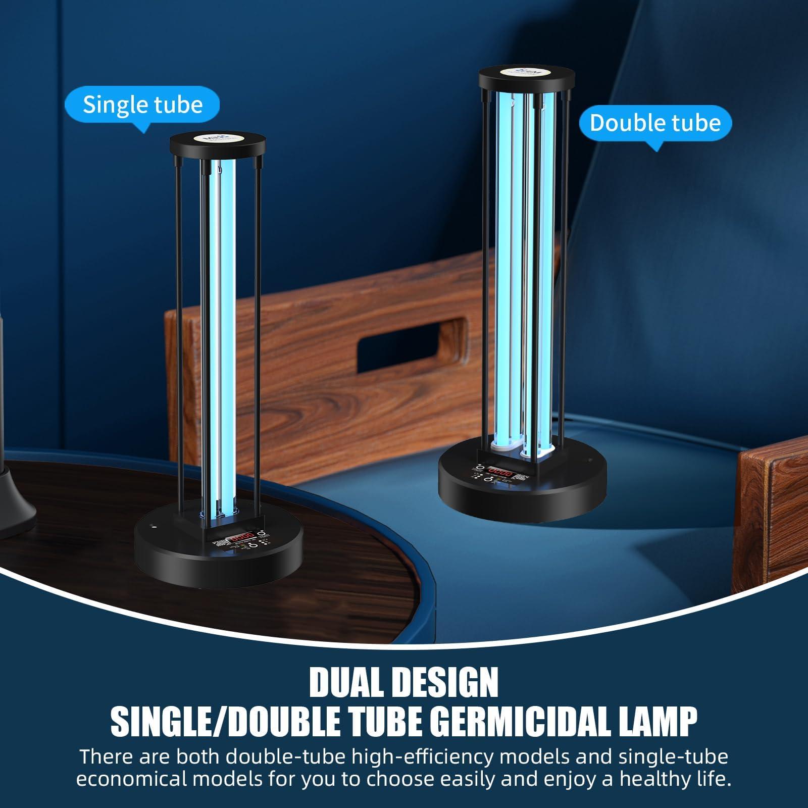 LNBEI Ultraviolet Germicidal Lamp, 72w UV+Ozone Light for Whole Room, 99.99% Sanitization Rate, Three-Step Timing Remote Control, Blue Light,for Home/Office/School