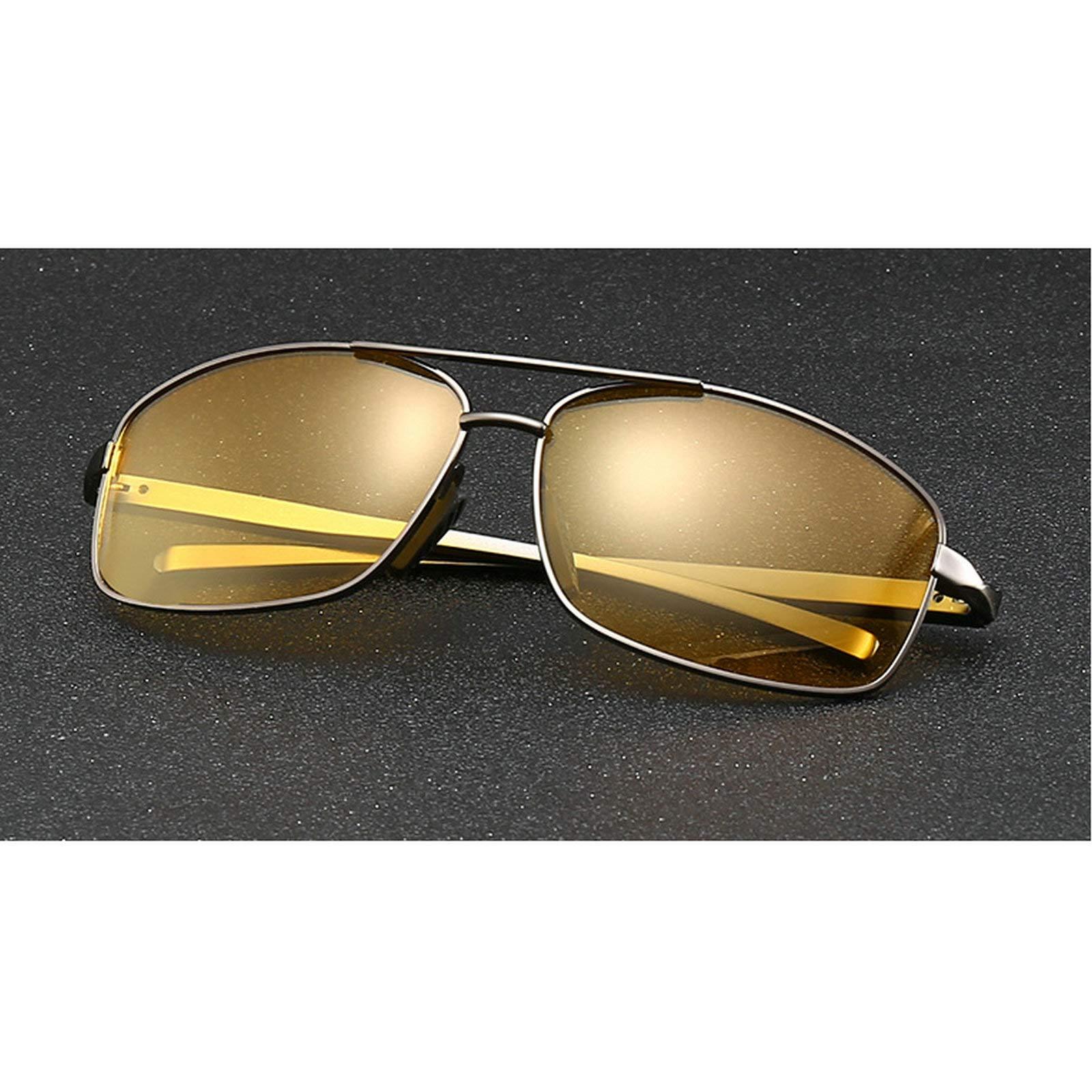 mincl Aluminum Magnesium Bifocal Sunglasses Readers Anti-glare Night Vision Magnified Presbyopia Reading Glasses for Men (gray&yellow, 1.0 x)