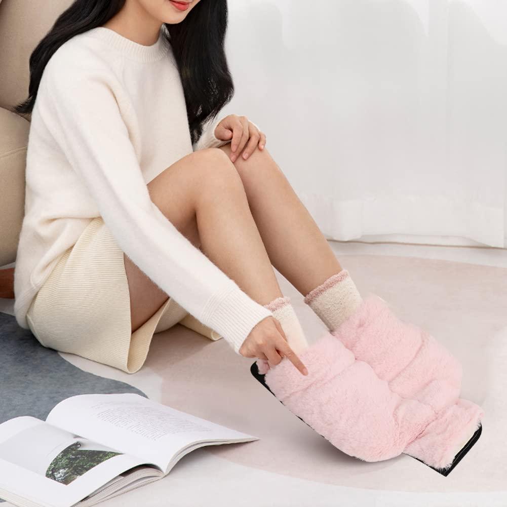 Ztexkee Foot Warmer Under Desk, Reusable Hot Water Bottle 2L Cold and Hot Rubber Hot Water Bag with Plush Cover Portable Hot Water Bottle Helps Relieve Muscle Aches & Pains