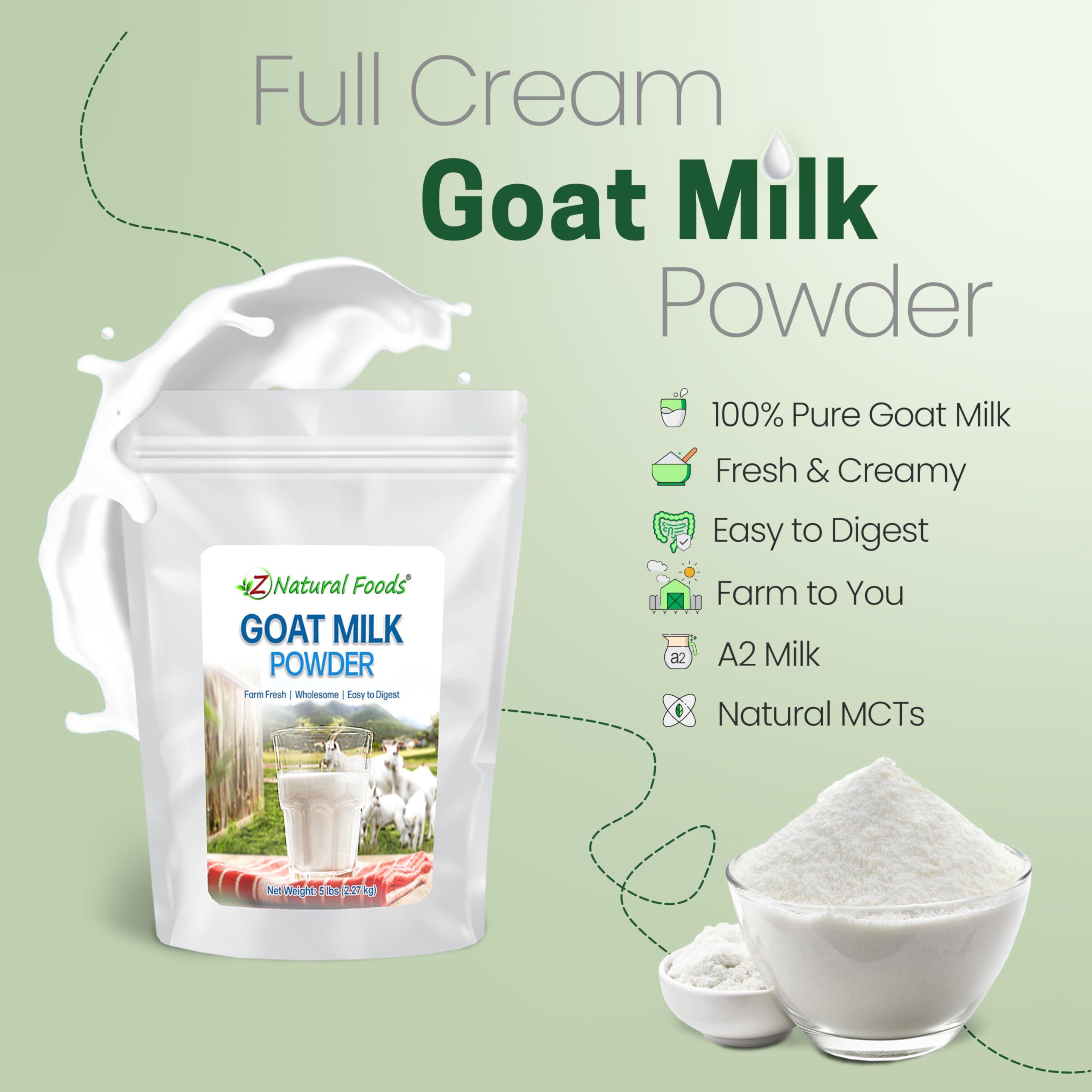 Z Natural Foods Z Natural Foods Goat Milk Powder - Pure Netherlands Full Cream Milk, Powdered Goat Milk, Highly Nutritious, Easy Digestion - Whole Goats Milk for Adults for Smoothies, Cooking, Baking, 5 lbs