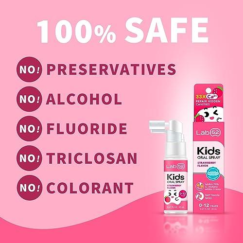 LAB 52 LAB52 Kids Oral Spray, Toddler Toothpaste Helper for Cavity Repair and Fresh Breath, Children Anticavity with Fluoride Free for Newborn to Preschoolers, Xylitol Grape Flavor