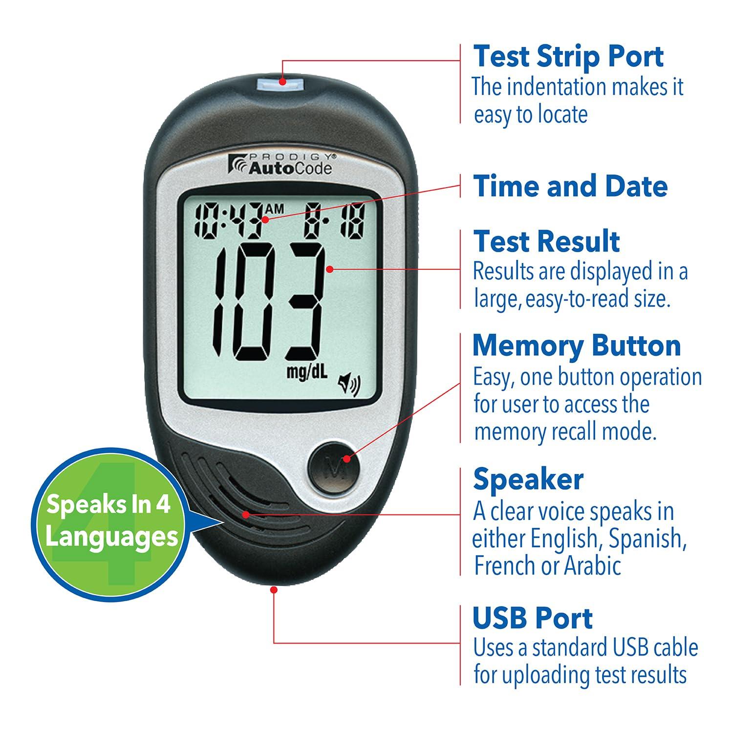 PRODIGY PRODIGY 100ct Test Strips with AutoCode Talking Meter Starter Kit