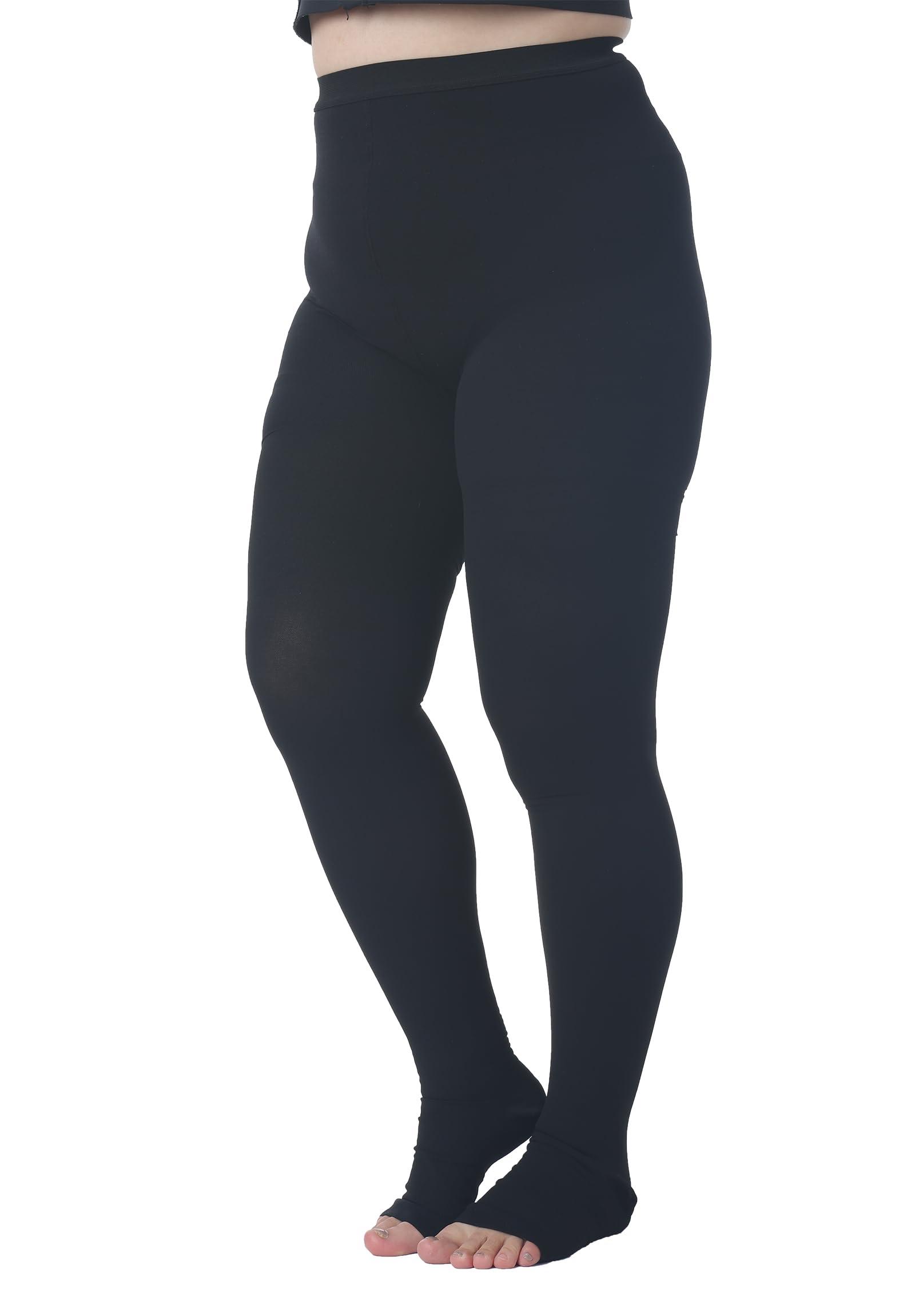 AMZAM Plus Size 5XL Compression Pantyhose for Women Men, 15-20 mmHg Graduated Compression Tights, Opaque Toeless Compression Stockings Waist High Support Tights for Swelling, DVT,Pregnant, Teacher, Doctor