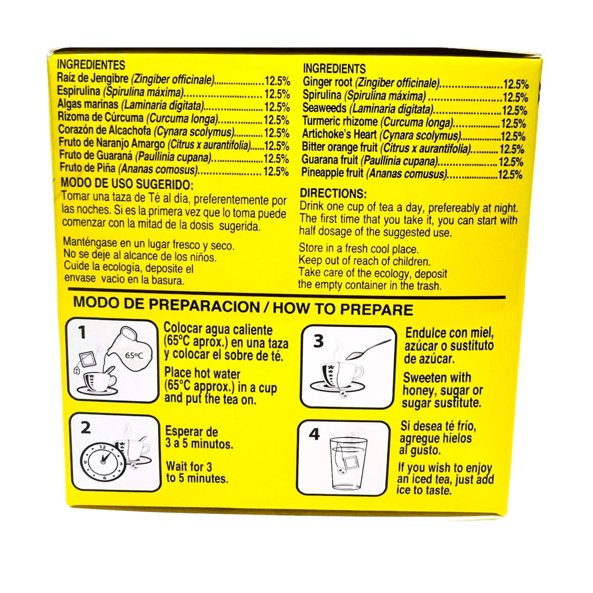 GN+Vida SinKilos Detox Tea GN+Vida Powerful Cleansing Tea with Ginger, Spirulina, Turmeric Orange and Pineapple Healthy Antioxidant Formula, Caffeine Free All Natural Digestive Te Panza y Grasa Herbal | 30 Ct