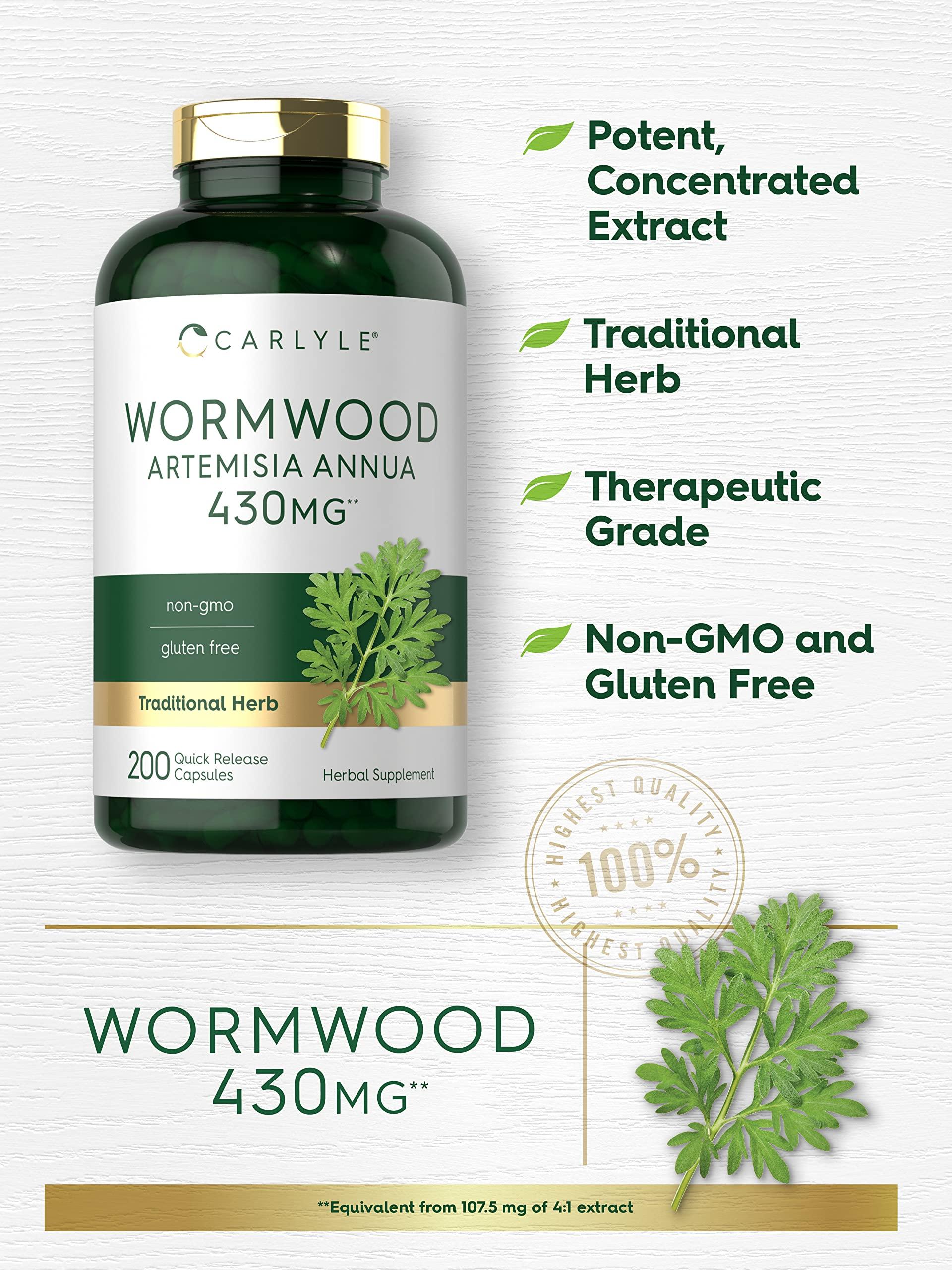 Carlyle Carlyle Wormwood Capsules 430mg | Artemisia Annua Herb | 200 Count | Non-GMO & Gluten Free Supplement