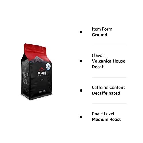 Volcanica Coffee Volcanica House Decaf Coffee, Ground, Swiss Water Processed, Fresh Roasted, 16-ounce