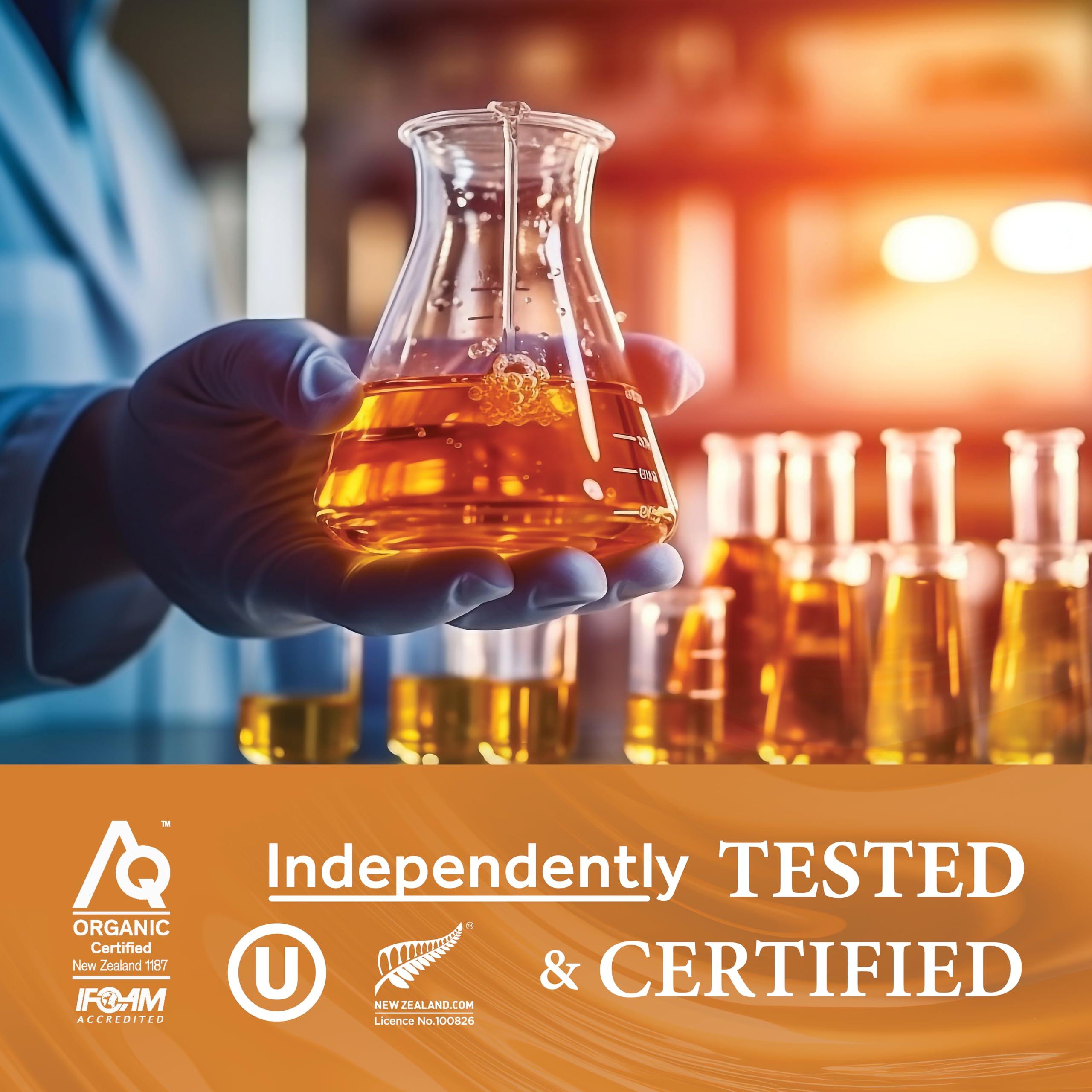 100 Organic New Zealand 100 ORGANIC NEW ZEALAND Raw Manuka Honey 400MGO 10oz glass jar, Hive to Hand, Superfood, Independently certified, Non-GMO