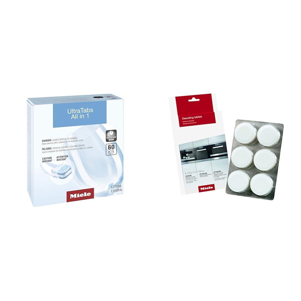 Miele Miele UltraTab All in 1 Dishwasher Tablets - 60 count & Descaling Tablets for Coffee Machines, Steam Ovens, Ovens, Ranges, 6 count
