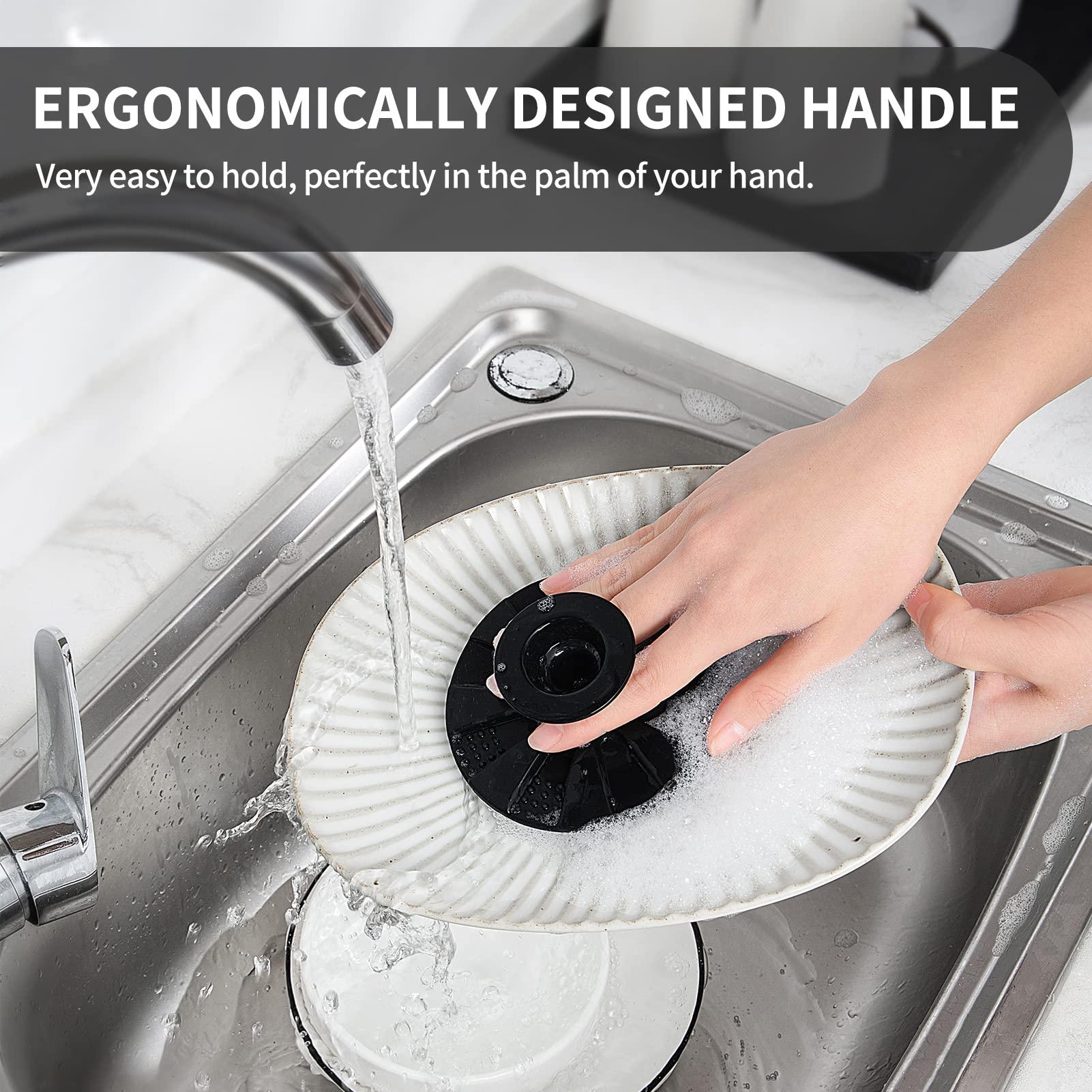 BEAUTAIL Silicone Sponge, BEAUTAIL Non-Scratch Scrub Sponges for Washing Dishes, Kitchen Fruit Vegetable Cleaning Brush, Long Lasting and Reusable Dishwashing Scrubber, Suction Up Hang Designed, 1 Pack, Black