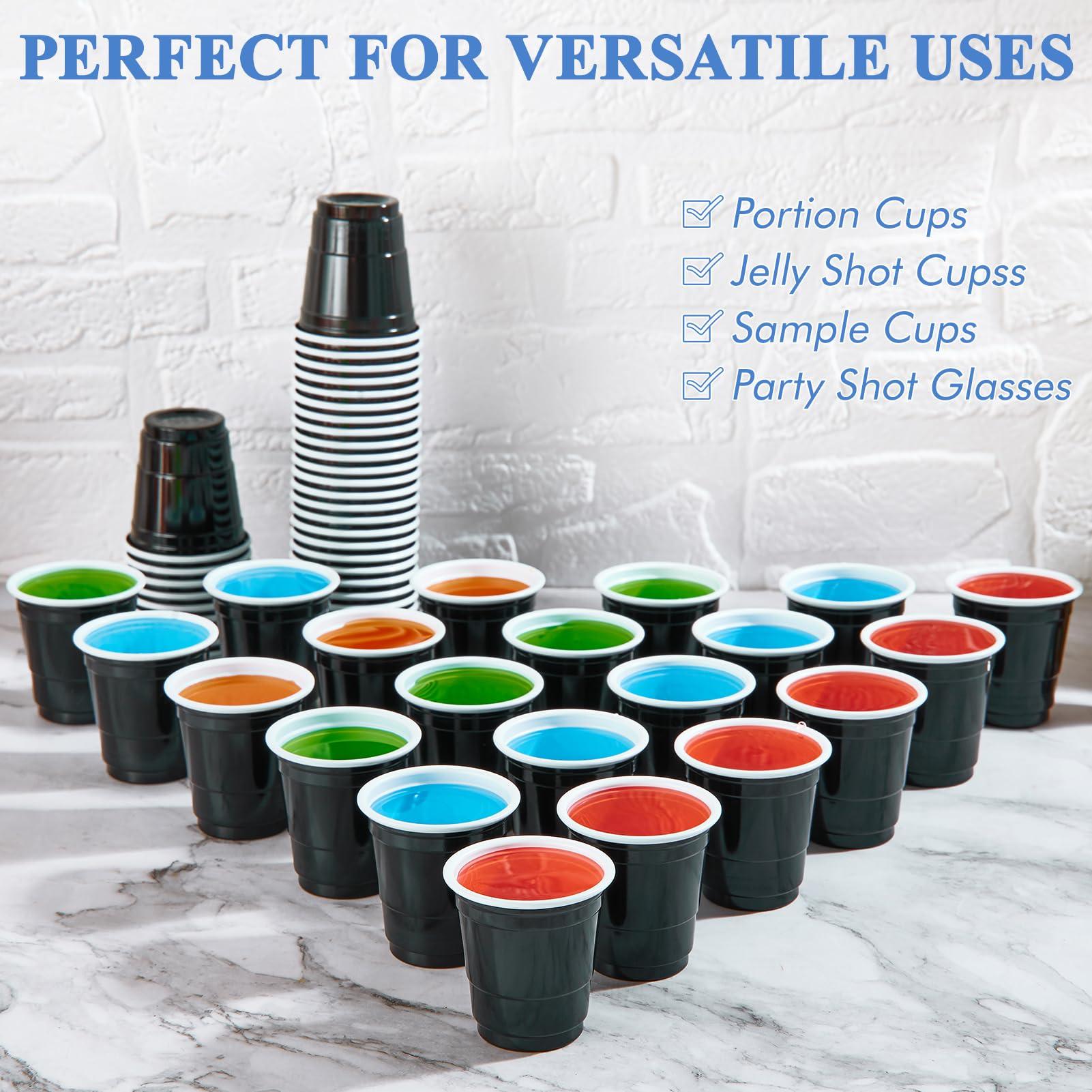 Lilymicky Lilymicky 600 PACK 2 oz Plastic Shot Glasses, Mini Black Disposable Shot Cups for Parties, Carnivals, and Any Events