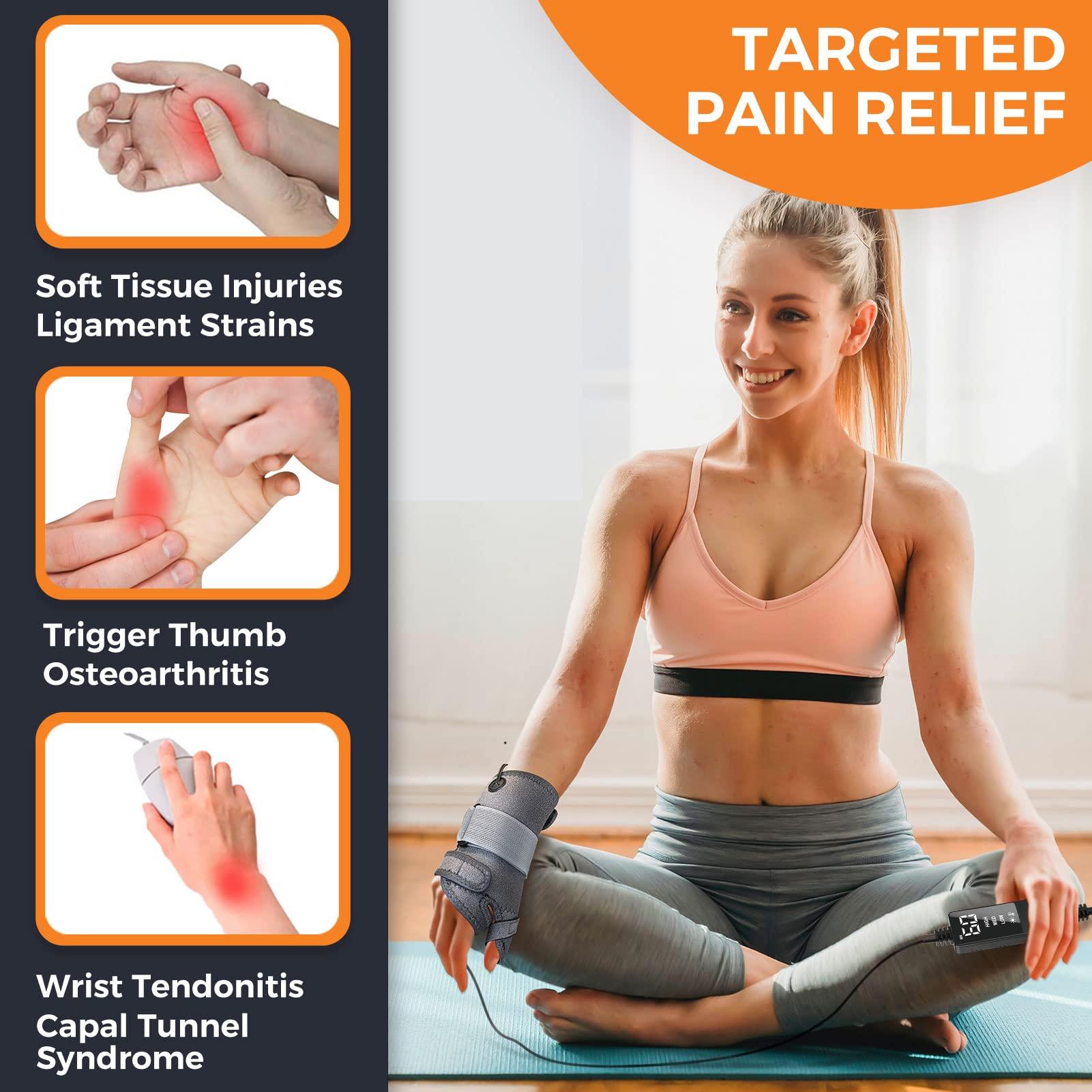 ELEKHEAL Wrist Thumb Brace Heating Pad for Arthritis and Carpal Tunnel Relief, Heated Wrap for Sprains Trigger Thumb, De Quervain\'s Tenosynovitis, Tendonitis Wrist Hand Pain Relief - Left Right Hand(L/XL)