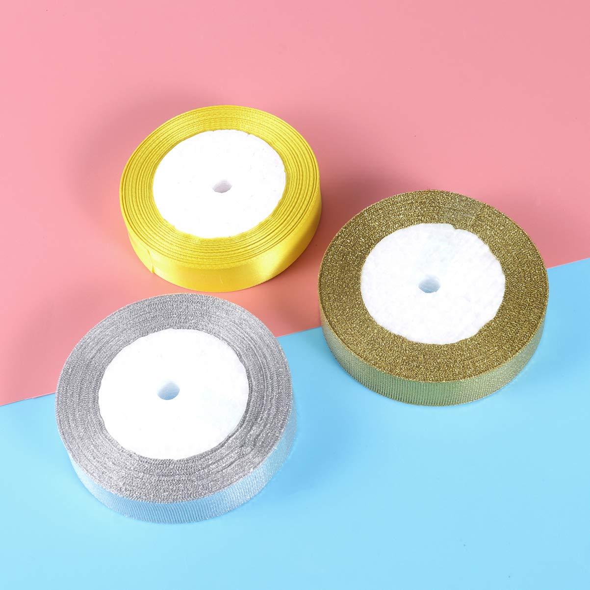 Amosfun 10 Wire Ribbon Christmas DIY Ribbons Christmas Packaging Ribbon Xmas Present Ribbon Merry Christmas Ribbon Holiday Wrapping Ribbon Gift Ribbon Craft Ribbon Curling Ribbon Crimping