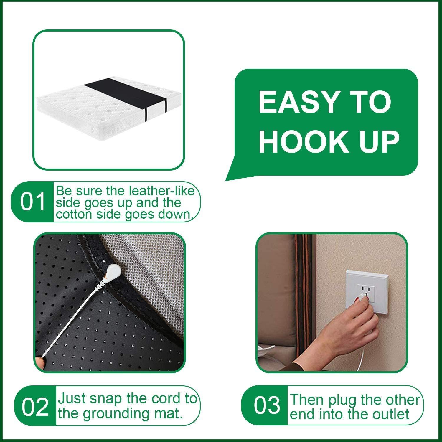 NeatEarthing Grounding Mat, Grounding Sleep Mat 54x 71 Perforated Design 100% Conductive Carbon Leatherette Grounding Mats, Fits for Full Size