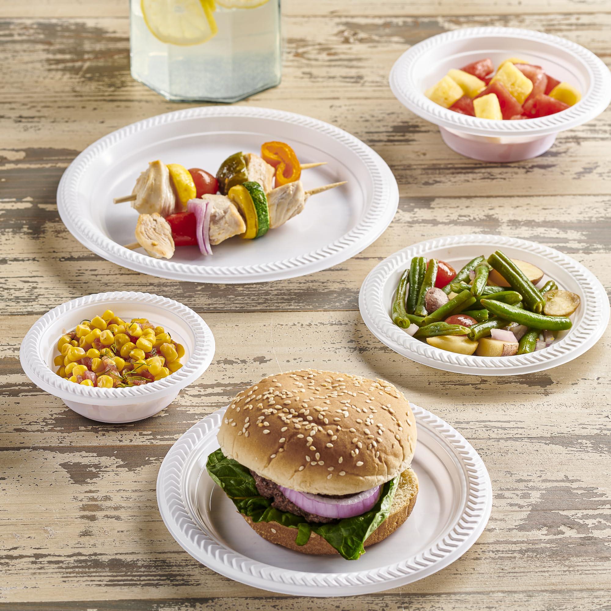 PLASTICPRO PLASTICPRO 100 PCS White Plastic Round Plastic 6 Inch Plates Premium Quality Light Weight Disposable Plastic Dishes Dessert Plates for Parties Weddings