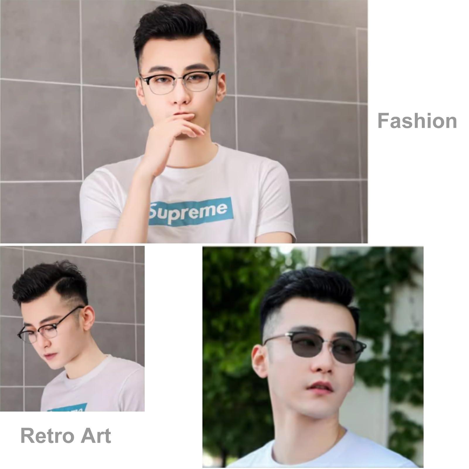 Generic Progressive Multifocal Reading Glasses, Men Photochromic Sunglasses, TR+Metal Frame+Wood Grain Temple (Color : Brown, Size : 2.75 x)