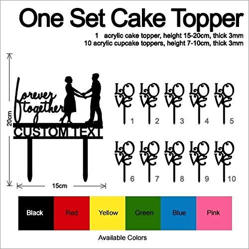 jjphonecase TC0014 Forever Together Party Wedding Birthday Acrylic Cake Topper Cupcake Toppers Decor Set 11 pcs with Personalized Your Name