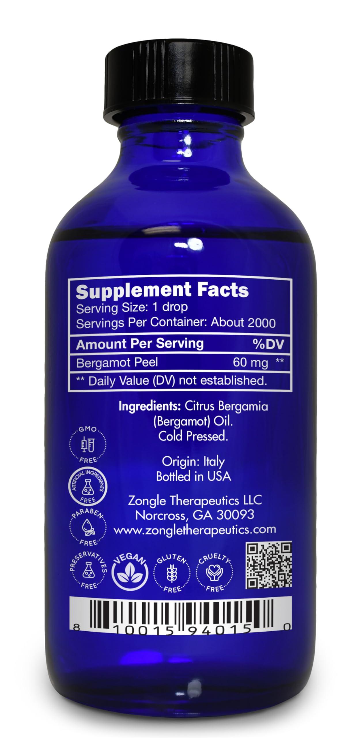 Zongle Therapeutics Bergamot Essential Oil, Food Grade, for Tea 100% Pure, Bergamot Oil, by Zongle Therapeutics, 4 OZ