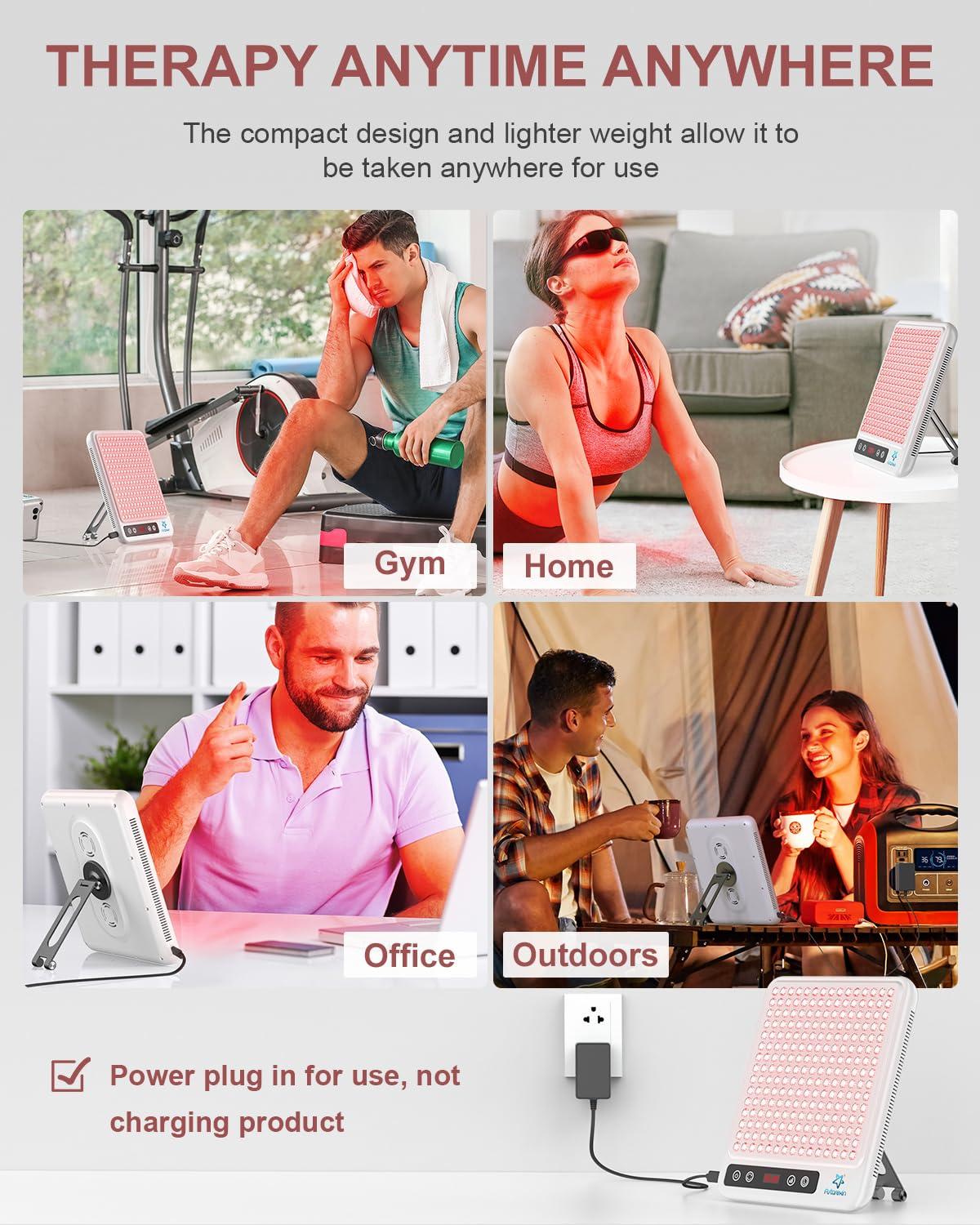 Astarexin Astarexin Red Light Therapy Face & Body Panel, 225 Dual Chip LED, 660nm & 850nm Wavelengths, Portable with Stand & Timer, White