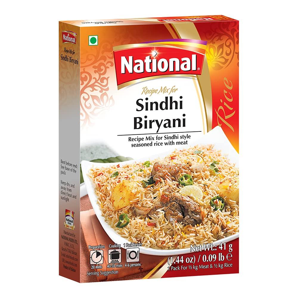 National National Foods Sindhi Biryani Masala Recipe Mix 1.44 oz (41g) | South Asian Mixed Spice Powder | Traditional Food | Meat Layered Pilaf Seasoning | Box Pack