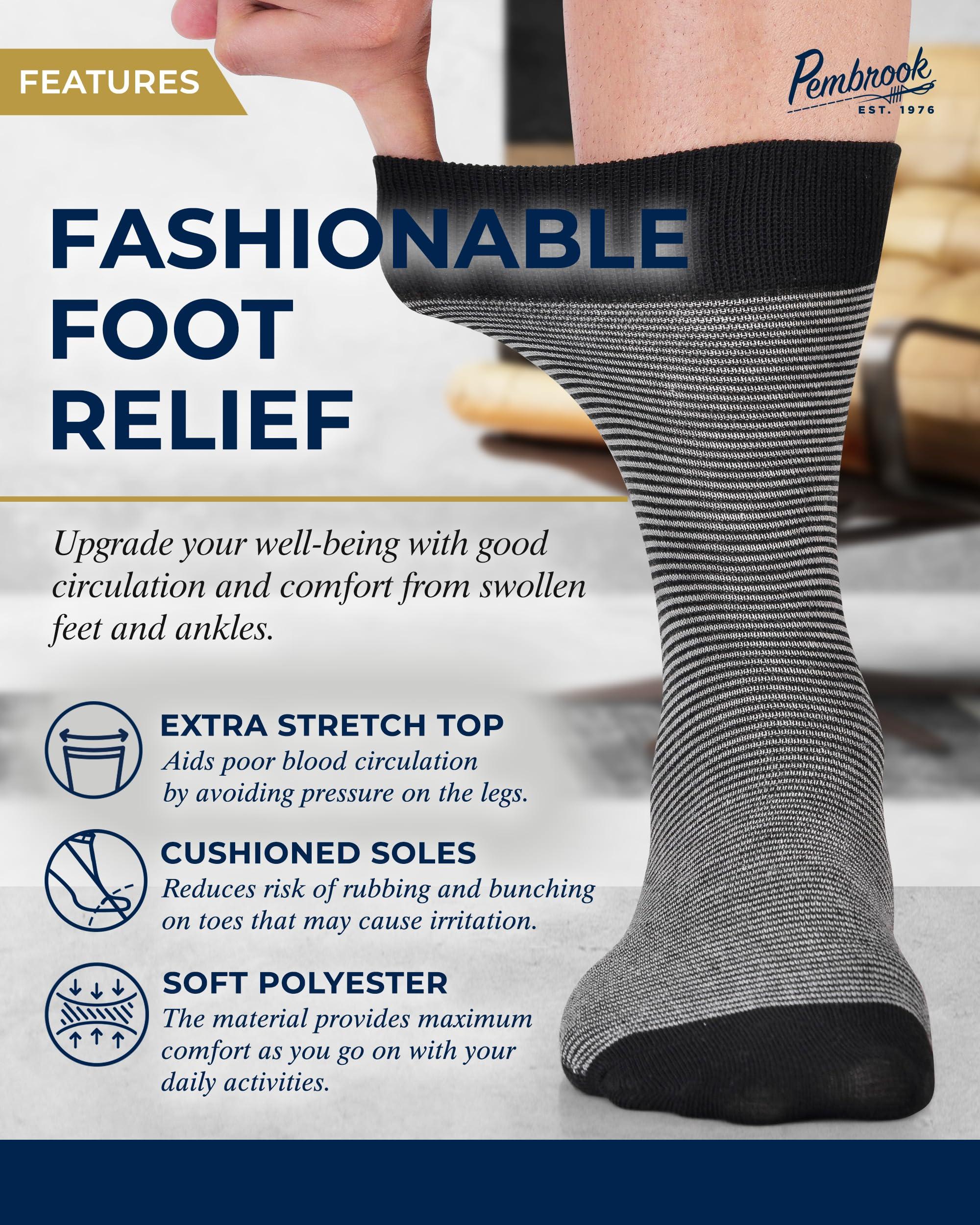 Pembrook Pembrook Diabetic Dress Socks for Men - 4 Pairs Odor Free Thin Diabetic Socks for Men Work | Thin Socks Men