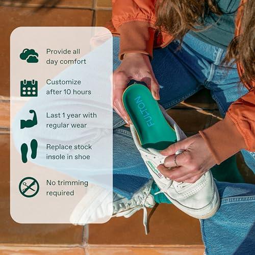 Fulton Fulton Custom Molding Cork Shoe Inserts for Women - Overpronation & Pain Relief Orthotic Insoles + Plantar Fasciitis Arch Support Inserts for Flat Feet to High Arch (Women\'s Size 10.5-11 Wide)