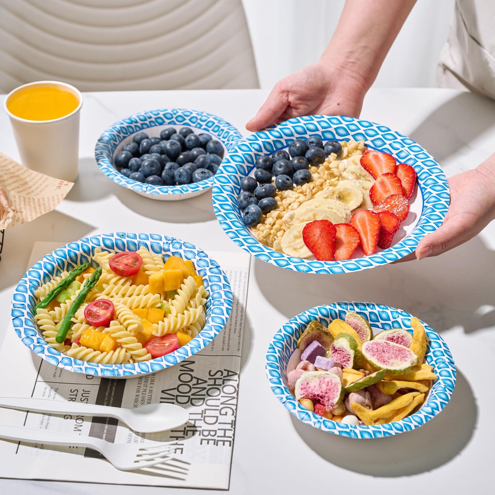 MUCHII MUCHII Paper Plates 10 Inch, 150 Counts & 20 Oz Paper Bowls 180 Counts for Breakfast, Lunch, and Dinner Meals