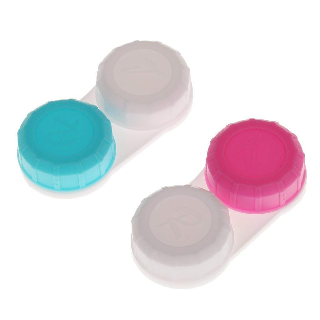 Inzopo Inzopo Double Contact Lenses Container Holder Storage Boxes Soak Eye Care red Pink