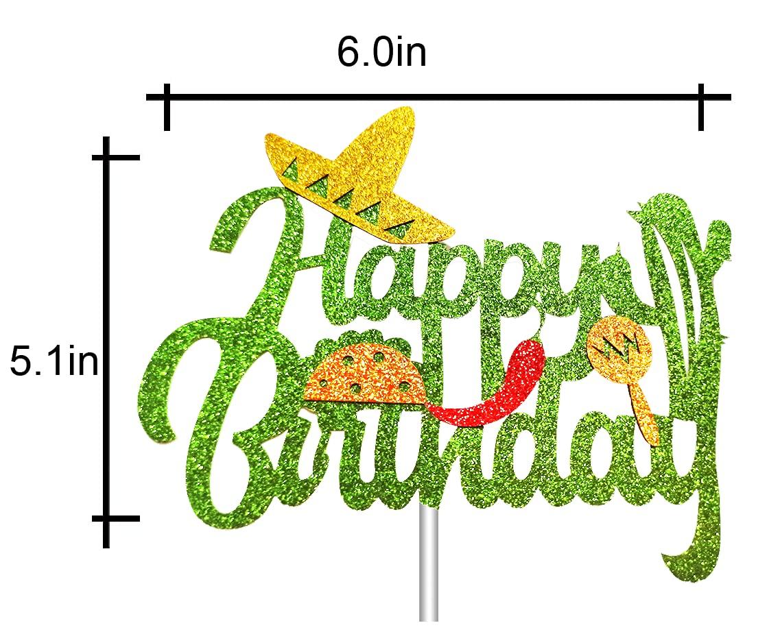 Yuezoloz Yuezoloz Cactus Cake Topper, Happy Birthday Cake Topper with Taco and Maracas, Fiesta Cake Topper, Succulent Cake Topper, Mexican Theme Birthday Party Supplies, Cactus Party Decorations