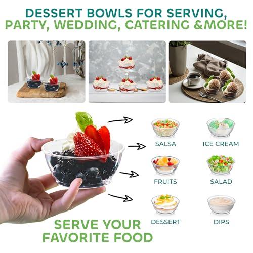 JoyServe JoyServe Clear Mini Plastic Bowls - (Bulk 50 Pack) 6 Oz Disposable Premium Hard Plastic Dessert Bowls for Serving, Weddings, Catering, Parties, Salsa, Home or Event Party Supplies
