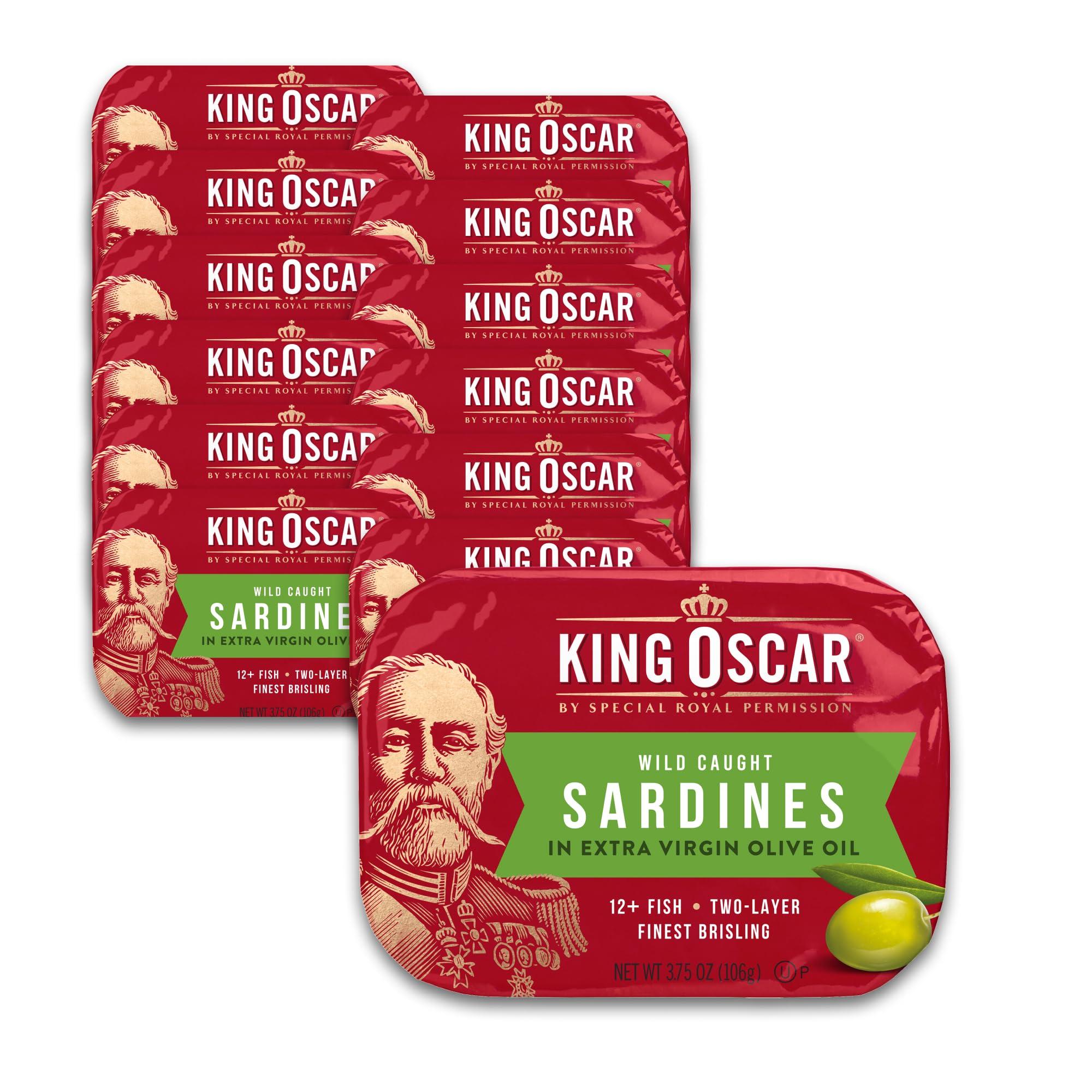 King Oscar King Oscar Sardines Extra Virgin Olive Oil, 3.75-Ounce Cans (Pack of 12)
