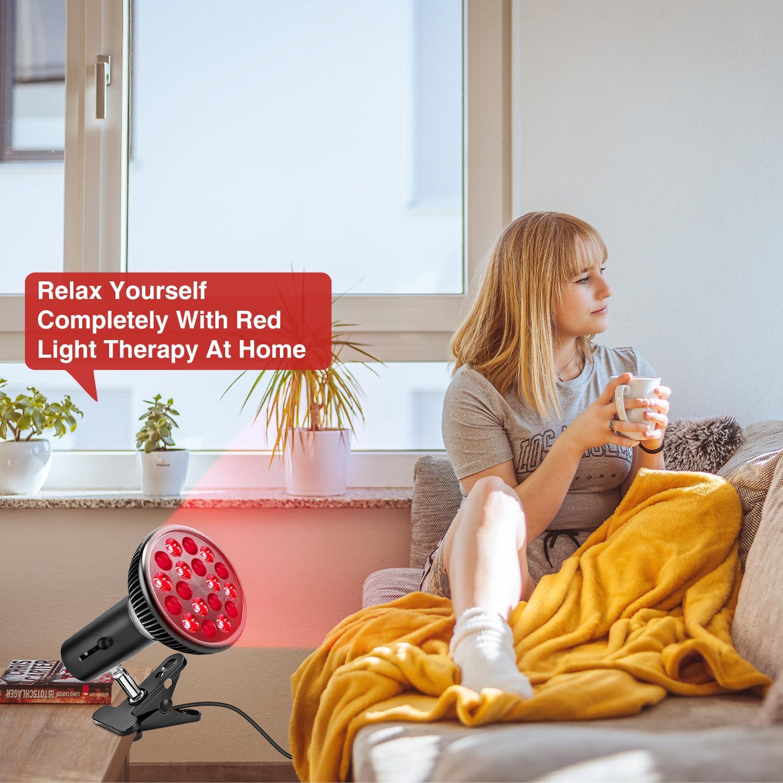 Aumtrly Aumtrly Red Light Therapy with Clip, Infrared Light Therapy Lamp for Body and Face Use, 660nm Red and 850nm Near Infrared Red Light Therapy Lamp, Red Light Therapy Device with Adjustable Socket