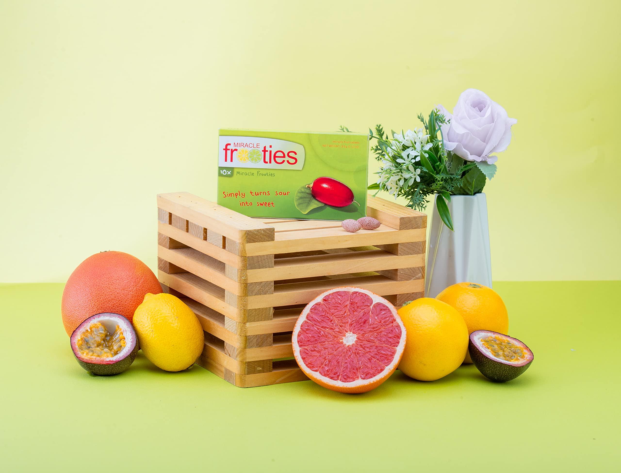 Miracle Frooties Miracle Frooties Miracle Berry Fruit Tablets, Sour to Sweet Flavor Change, Taste Shift Magic Miraculin, Sugar Free Cut Sugar Intake 100% Natural Grown, 10 Count Green Box