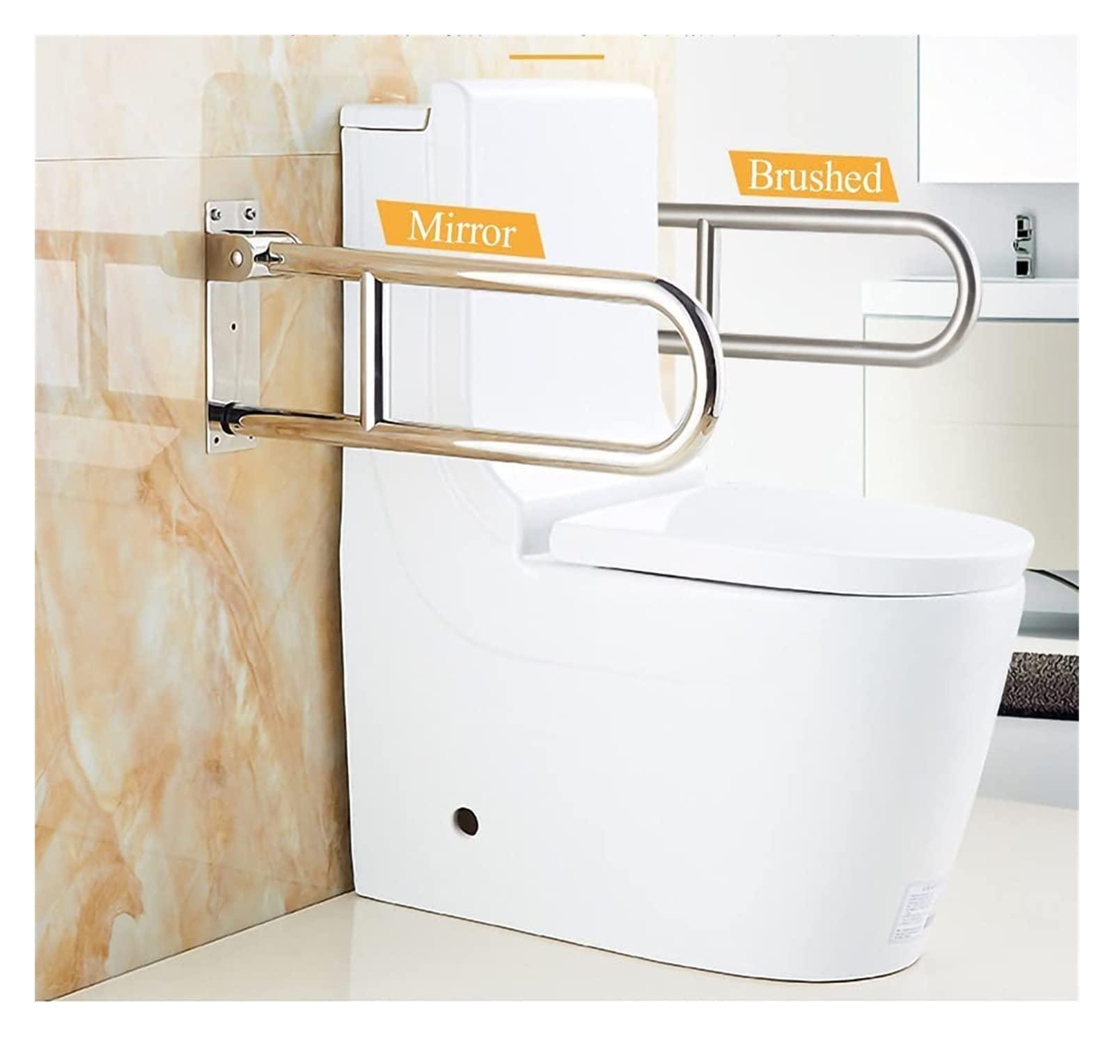 ALDEPO Grab Bars Upturn U-Shaped Safety Handrail, 304 Stainless Steel Foldable Toilet Grab Bar, Wall-Mounted Bathroom Anti-Slip Folding Grab Rail, Elderly Support Handle ( Color : Brushed , Size : 60cm )