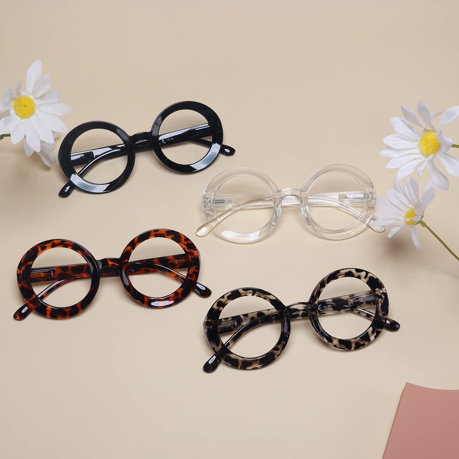 LUR LUR Oversized Round Reading Glasses for Women - 4 Pack Ladies Readers Large Frame +1.75